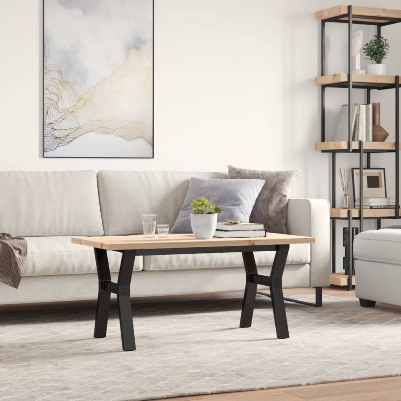 Couchtisch Y-Gestell 100x50x45,5 cm Massivholz Kiefer Stahl