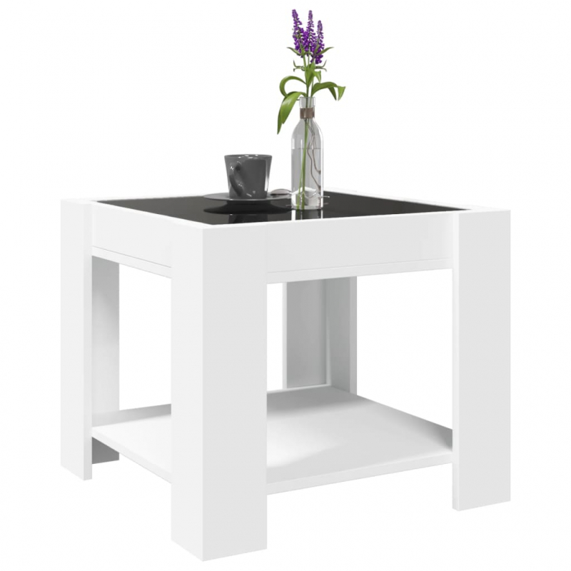 LED-Couchtisch Weiß 53x53x45 cm Holzwerkstoff