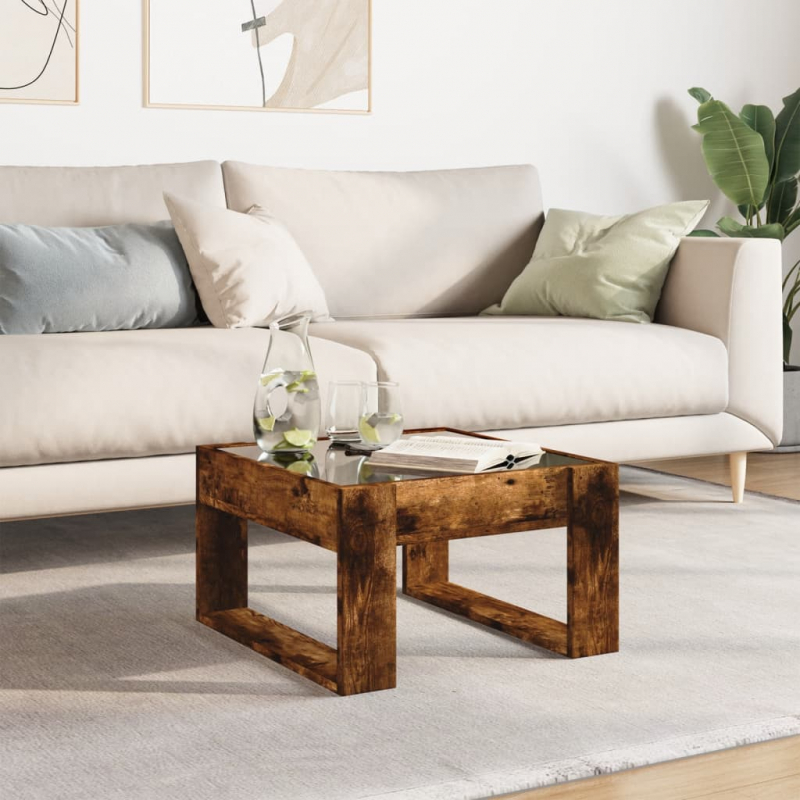 Couchtisch mit Infinity-LED Räuchereiche 50x53x30 cm