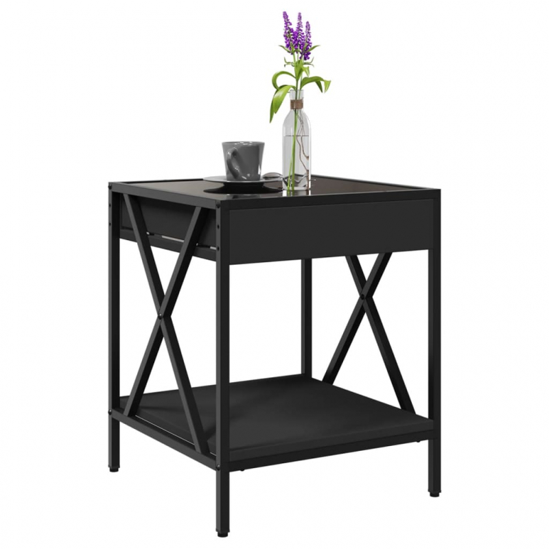 Couchtisch mit Infinity-LED Schwarz 40x40x49 cm