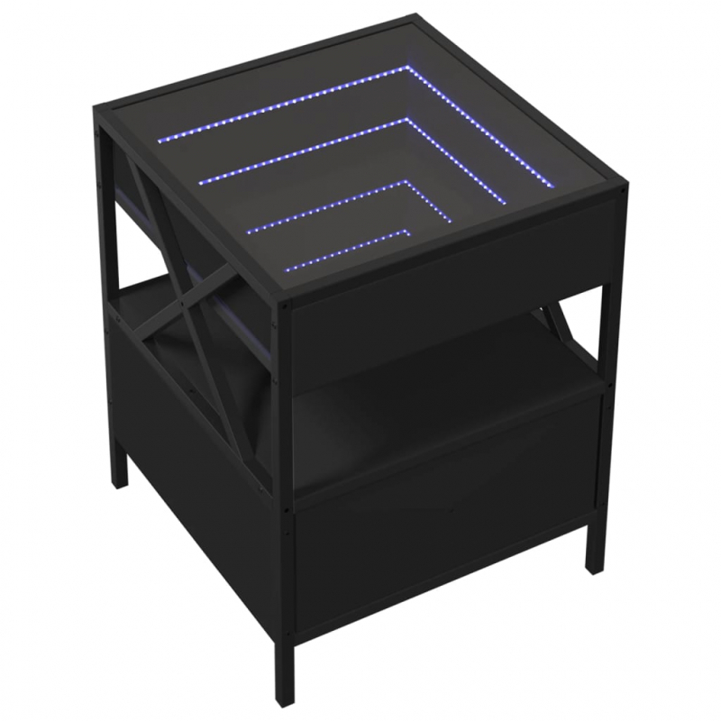 Couchtisch mit Infinity-LED Schwarz 40x40x51 cm