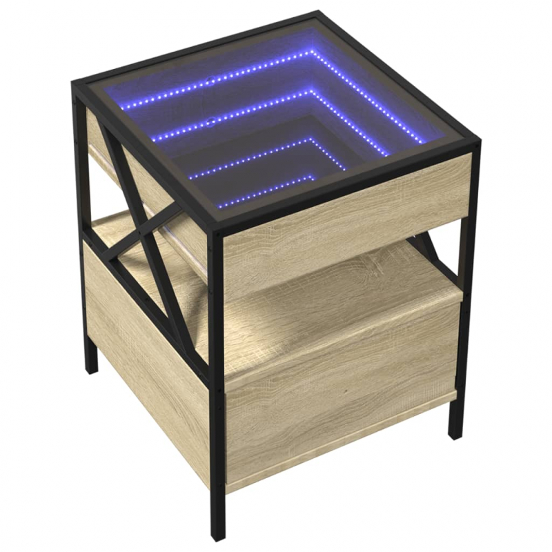 Couchtisch mit Infinity-LED Sonoma-Eiche 40x40x51 cm