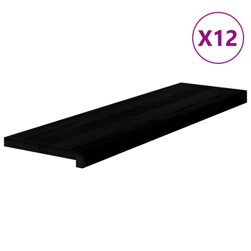 Treppenstufen 12 Stk. Dunkelbraun 90x25x2 cm Massivholz Eiche