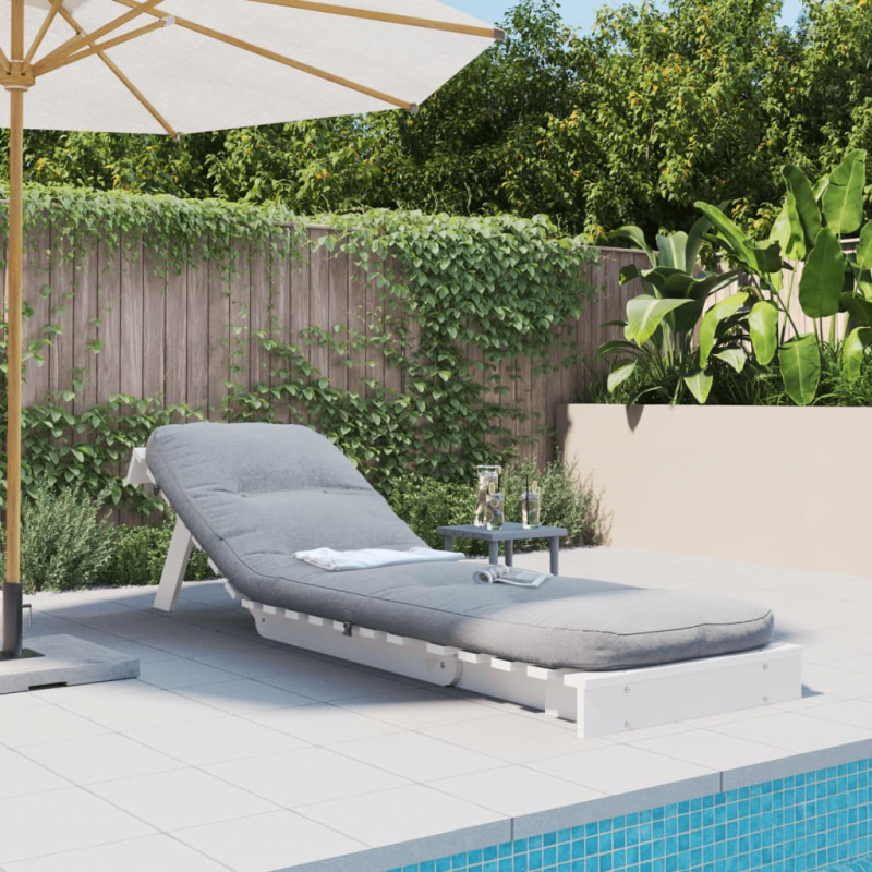 Futon Schlafsofa mit Matratze Weiß 60x206x11 Massivholz Kiefer