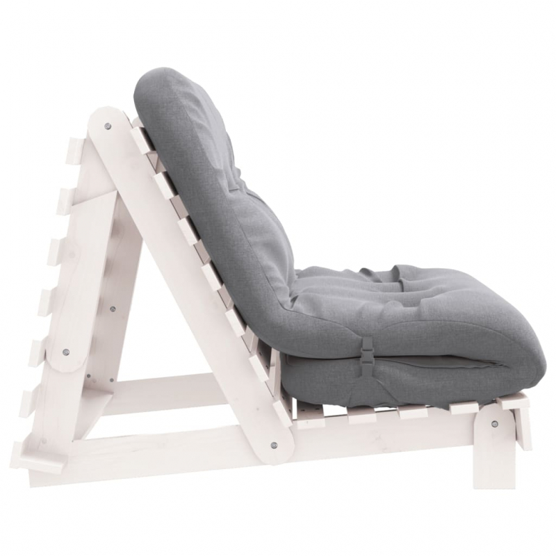 Futon Schlafsofa mit Matratze Weiß 100x206x11 cm Kiefernholz