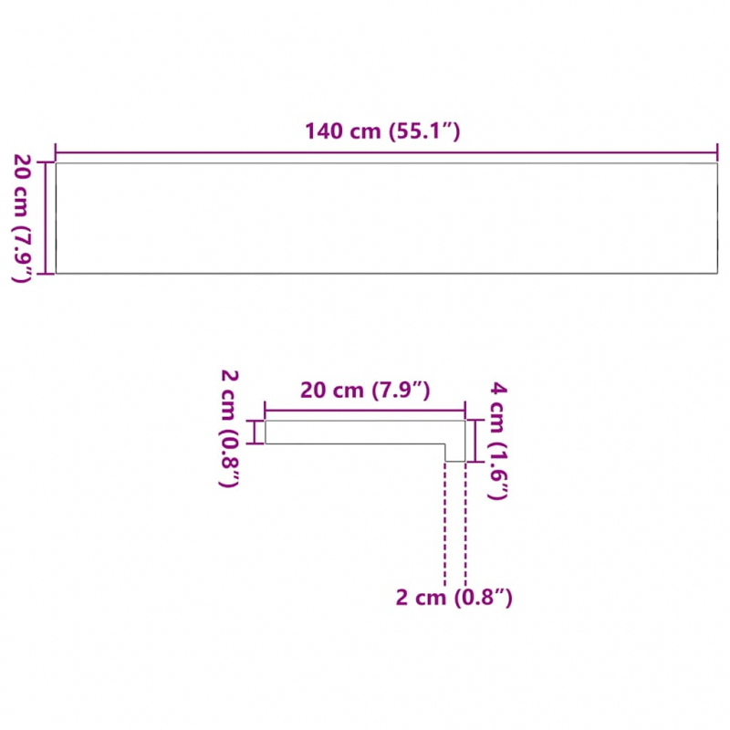 Fensterbänke 2 Stk. Hellbraun 140x20x2 cm Massivholz Eiche