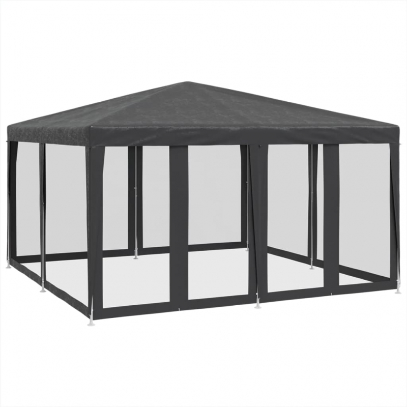 Partyzelt mit 8 Mesh-Seitenteilen Anthrazit 4x4 m HDPE