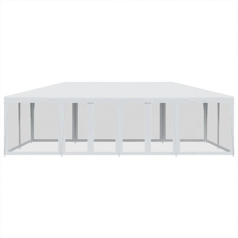 Partyzelt mit 12 Mesh-Seitenteilen Weiß 8x4 m HDPE