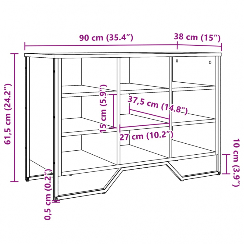 Schuhregal Sonoma-Eiche 90x38x61,5 cm Holzwerkstoff