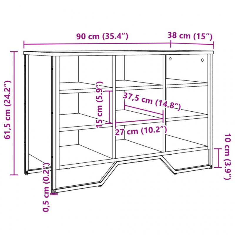 Schuhregal Räuchereiche 90x38x61,5 cm Holzwerkstoff