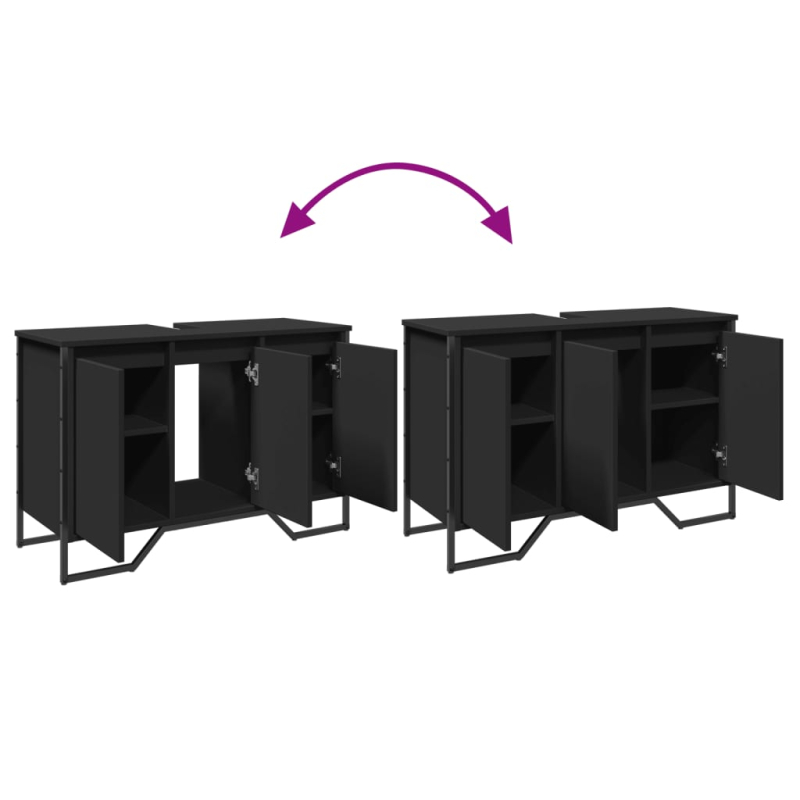 Waschbeckenunterschrank Schwarz 91x35x60 cm Holzwerkstoff