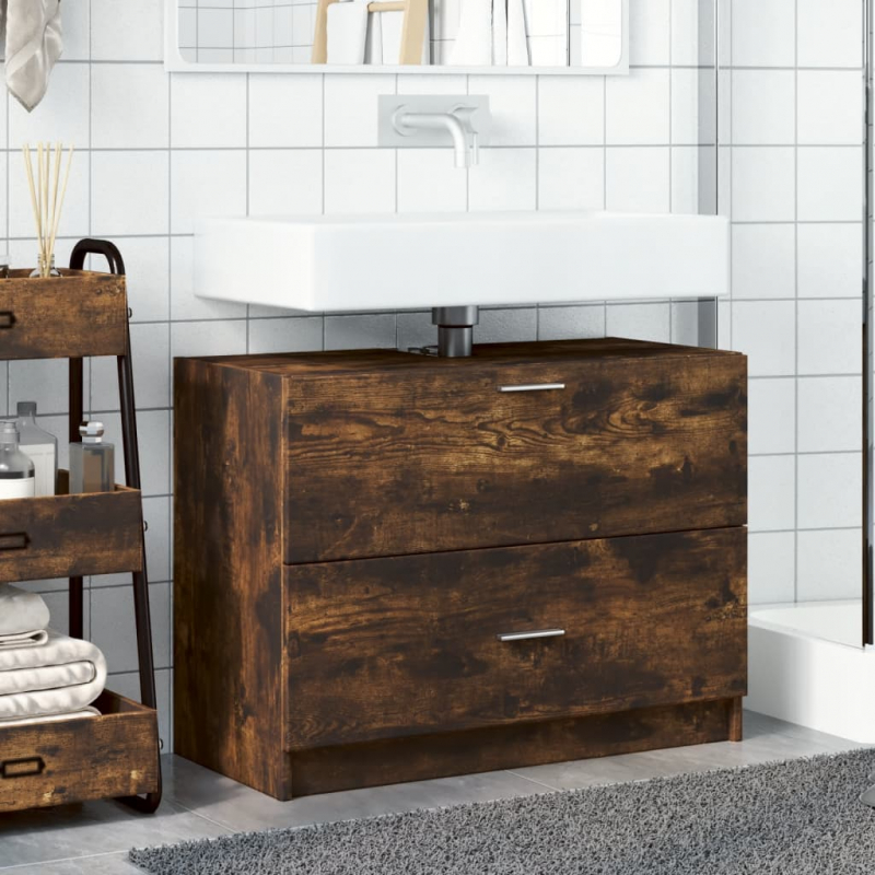 Waschbeckenunterschrank Räuchereiche 78x37x59 cm Holzwerkstoff