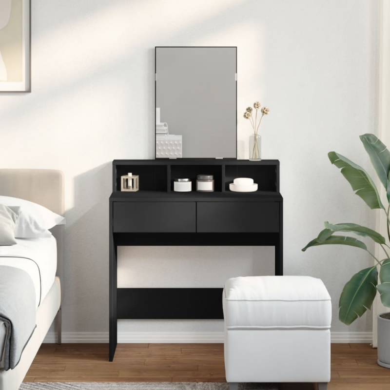 Schminktisch mit Spiegel Schwarz 80x41x144,5 cm