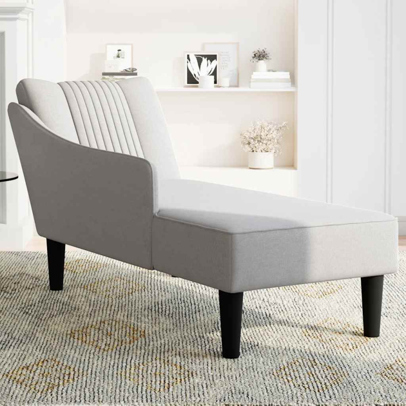 Chaiselongue mit Rechter Armlehne Wolkengrau Stoff