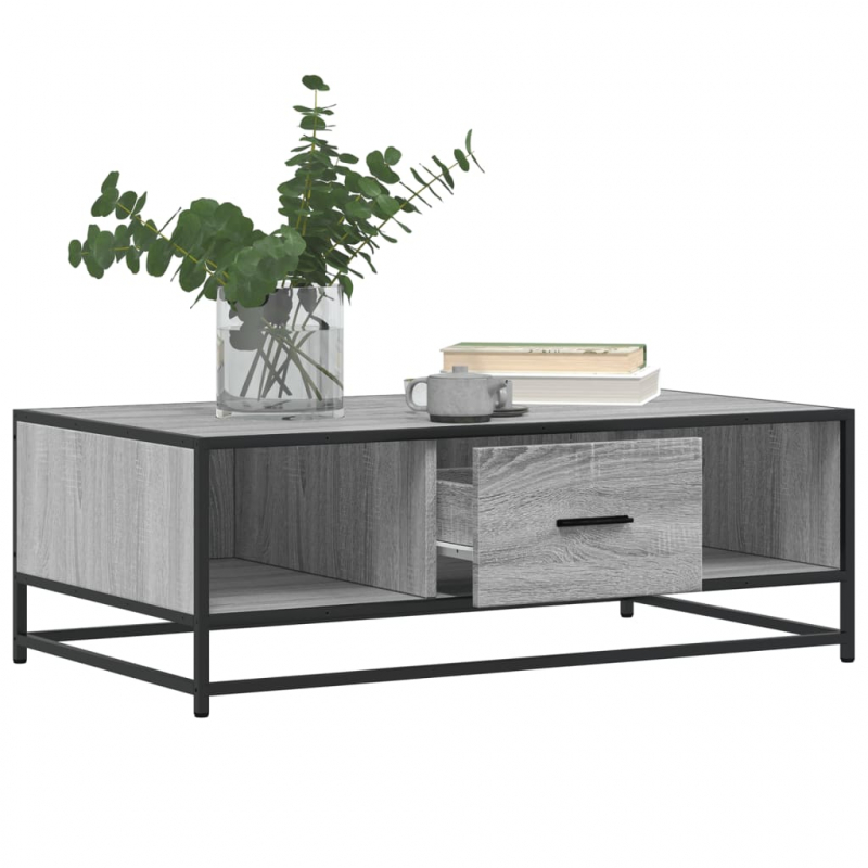 Couchtisch Grau Sonoma 100x57x35 cm Holzwerkstoff und Metall