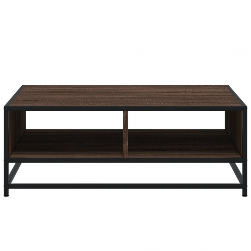 Couchtisch Braun Eichen-Optik 80x80x30 cm Holzwerkstoff Metall