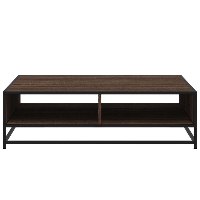 Couchtisch Braun Eichen-Optik 100x100x30cm Holzwerkstoff Metall