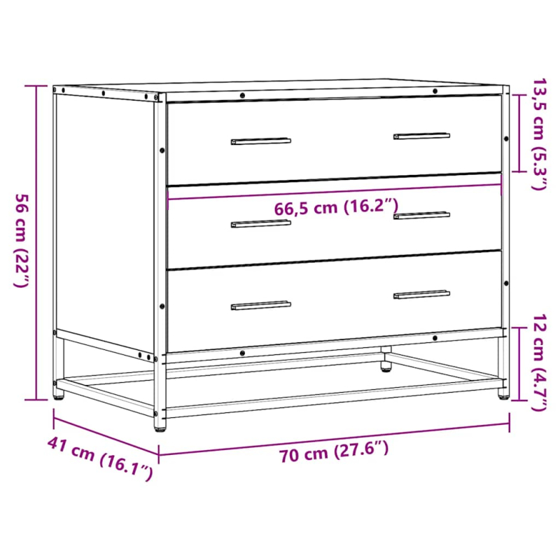 Schubladenschrank Sonoma-Eiche 70x41x56 cm Holzwerkstoff
