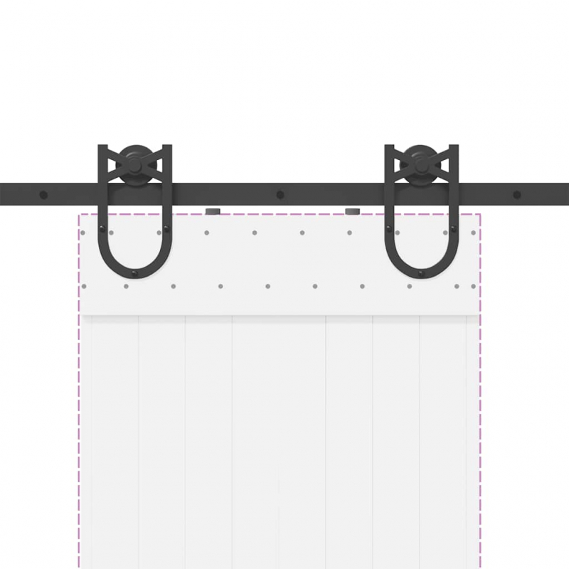 Schiebetürbeschlag-Set 183 cm Stahl Schwarz