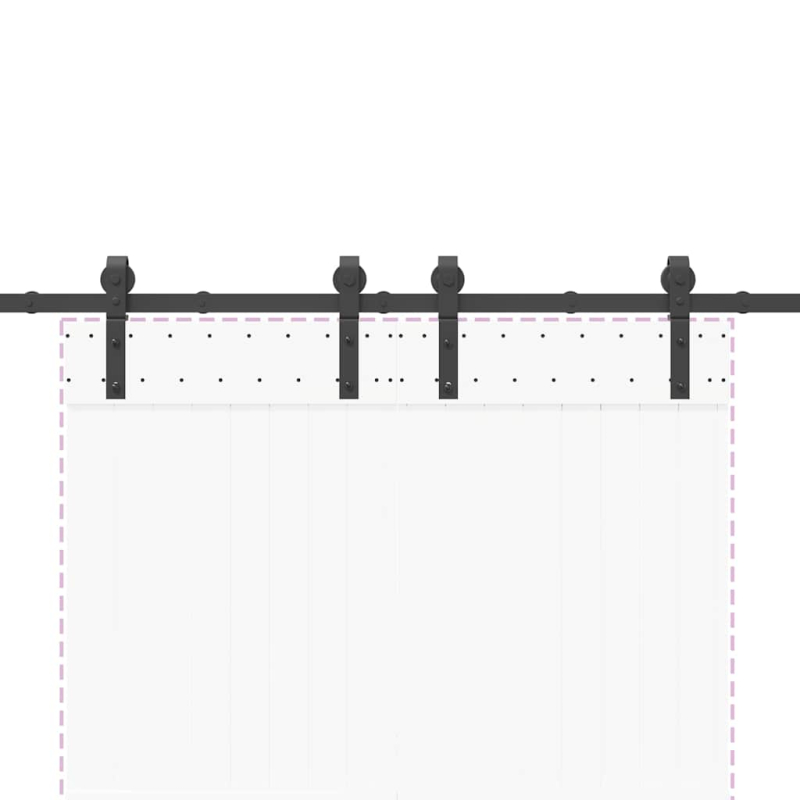 Schiebetürbeschlag-Set 200 cm Stahl Schwarz