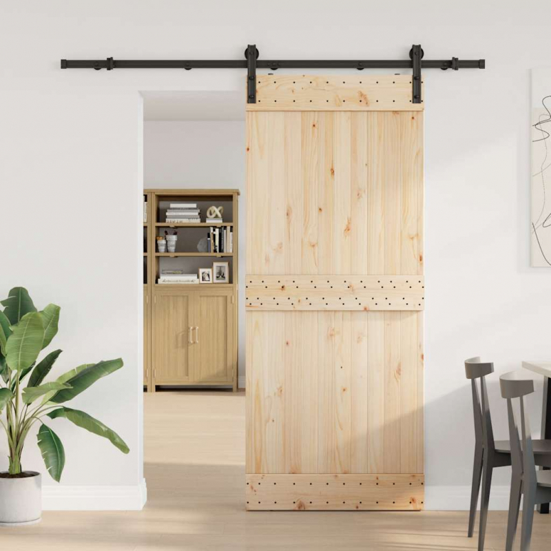 Schiebetürbeschlag-Set 200 cm Stahl Schwarz