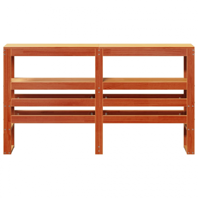 Kopfteil mit Ablagen Wachsbraun 120 cm Massivholz Kiefer