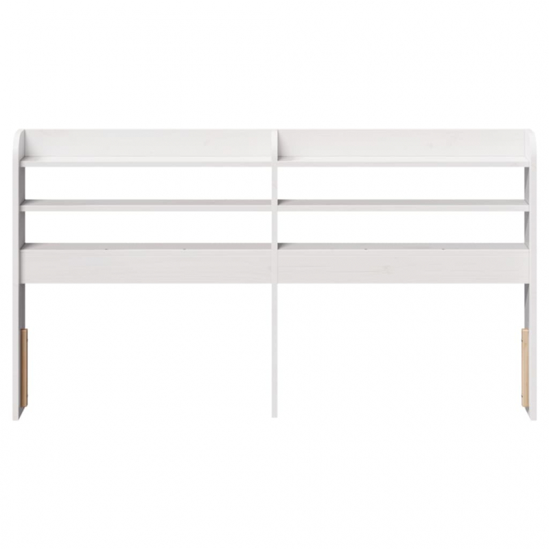 Kopfteil mit Ablagen Weiß 160 cm Massivholz Kiefer