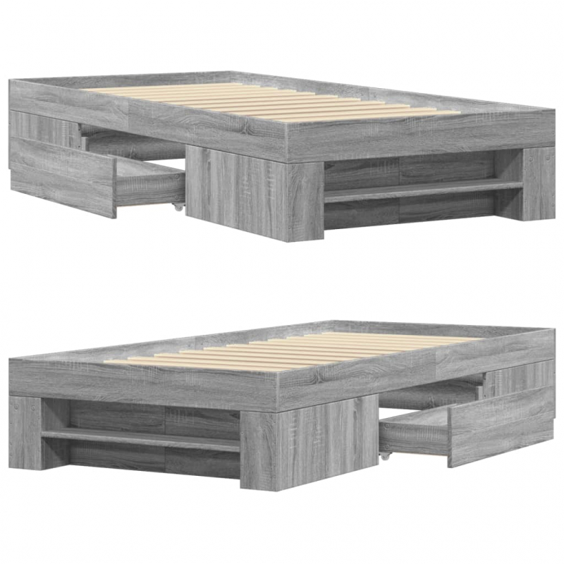 Bettgestell Grau Sonoma 90x190 cm Holzwerkstoff