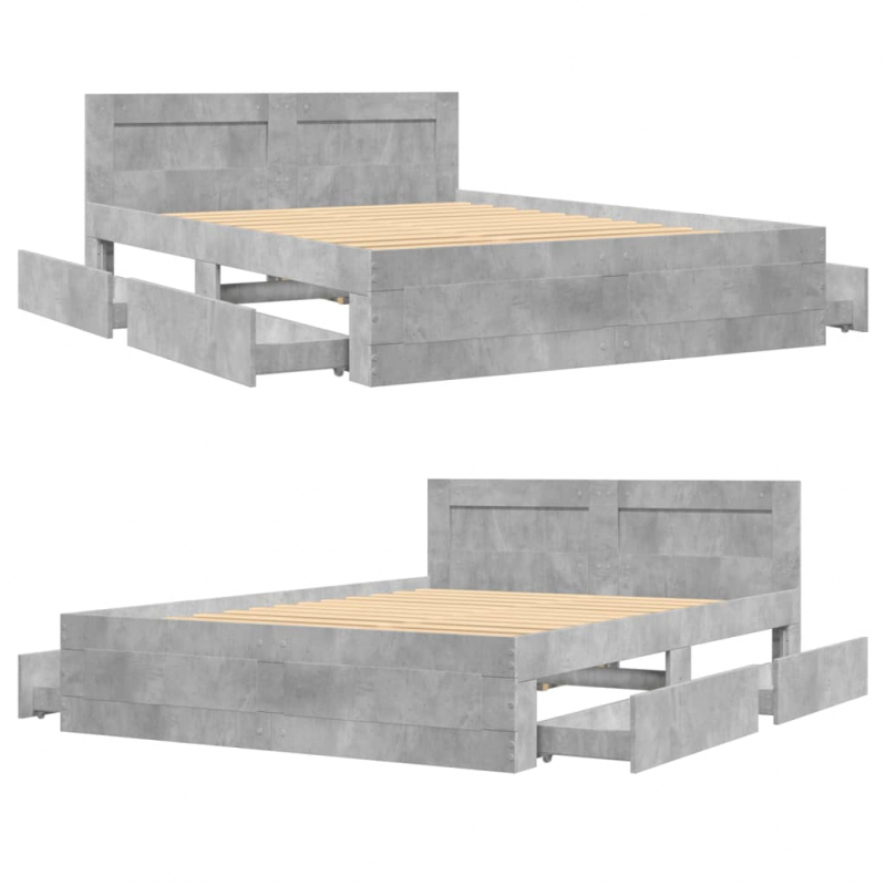 Bettgestell mit Kopfteil Betongrau 120x190 cm Holzwerkstoff
