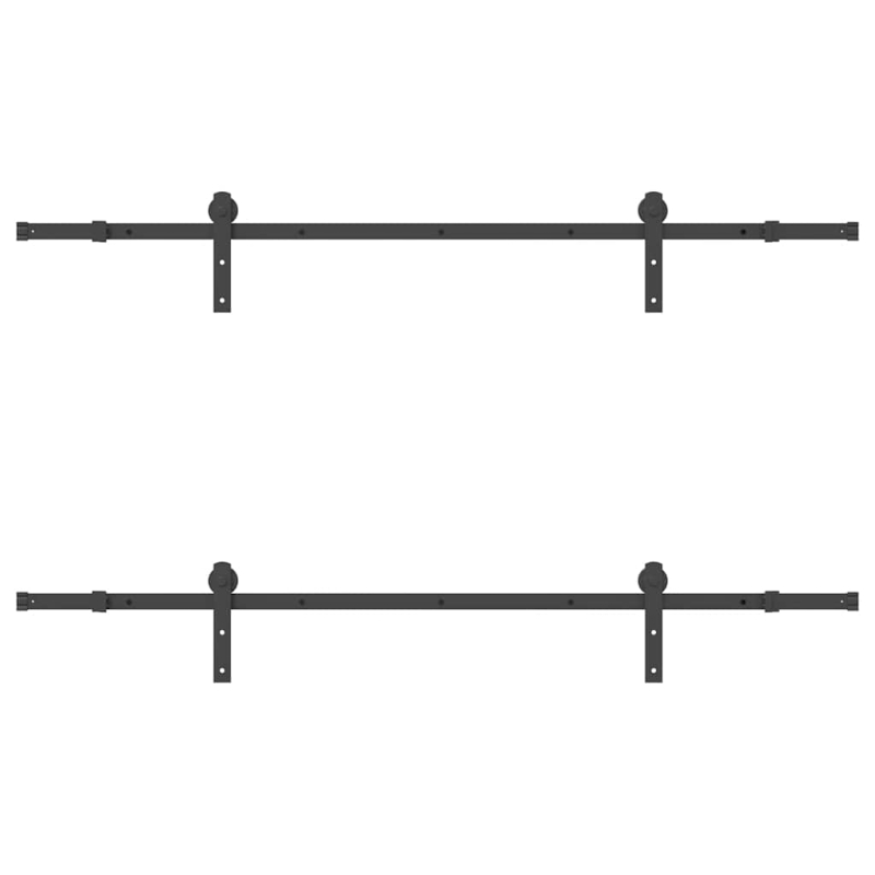 Schiebetürbeschlag-Set 200 cm Stahl Schwarz