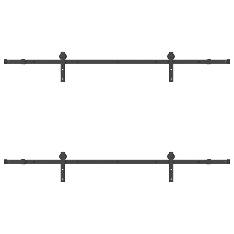 Schiebetürbeschlag-Set 213,5 cm Stahl Schwarz