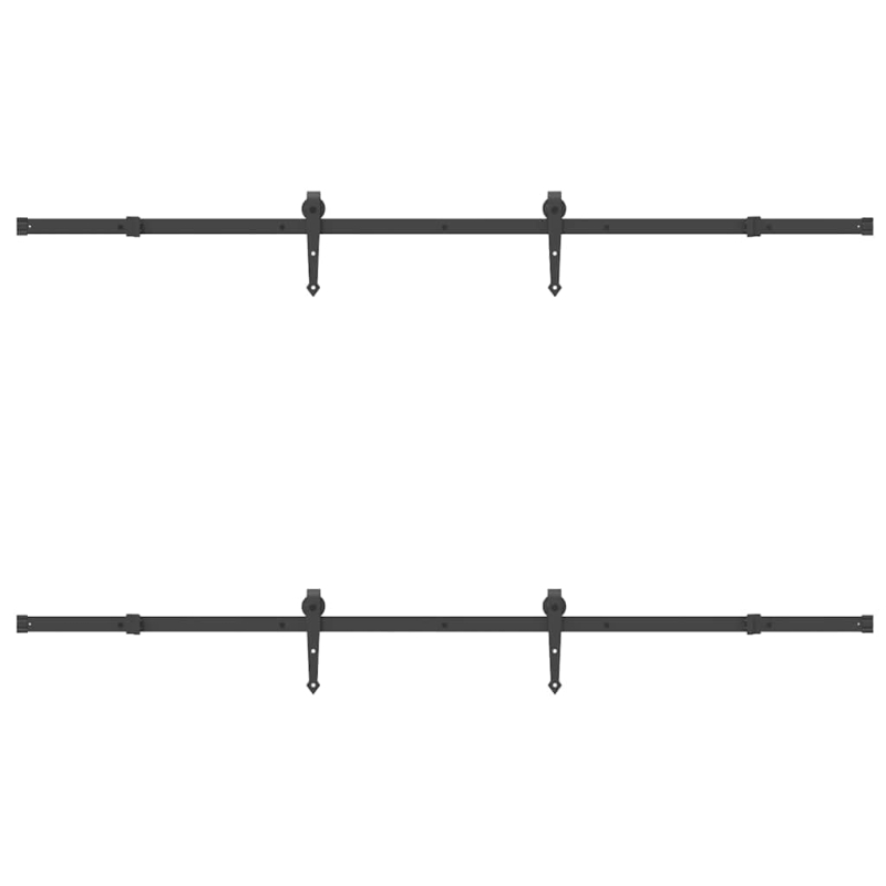 Schiebetürbeschlag-Set 213,5 cm Stahl Schwarz