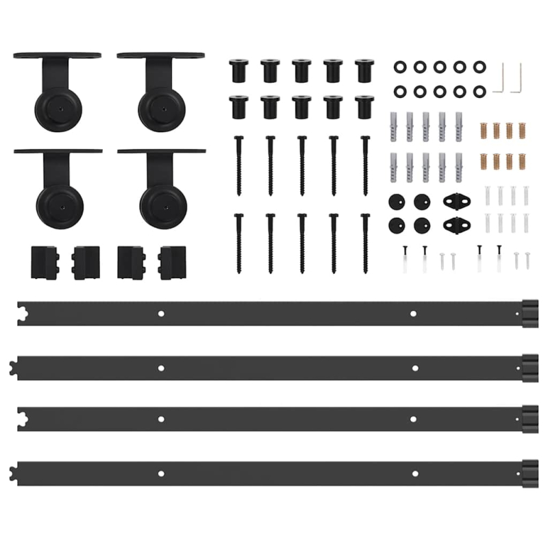 Schiebetürbeschlag-Set 213,5 cm Stahl Schwarz