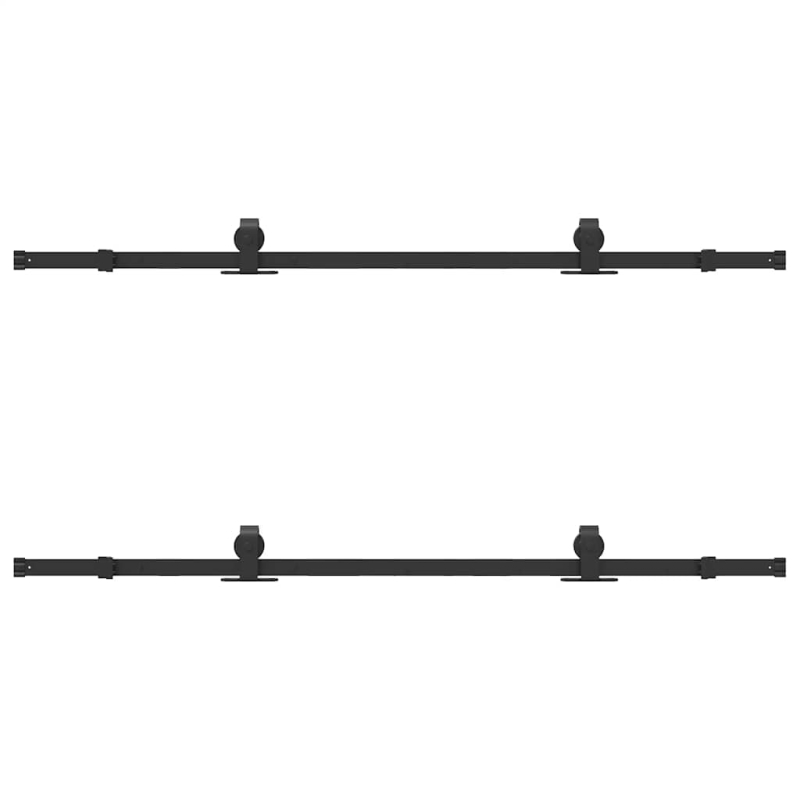 Schiebetürbeschlag-Set 183 cm Stahl Schwarz