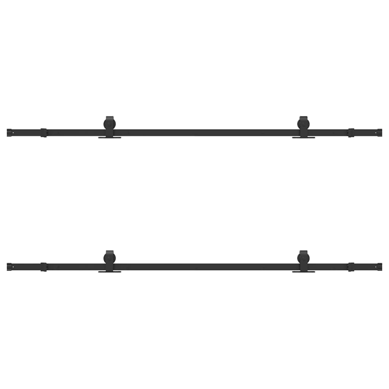 Schiebetürbeschlag-Set 213,5 cm Stahl Schwarz