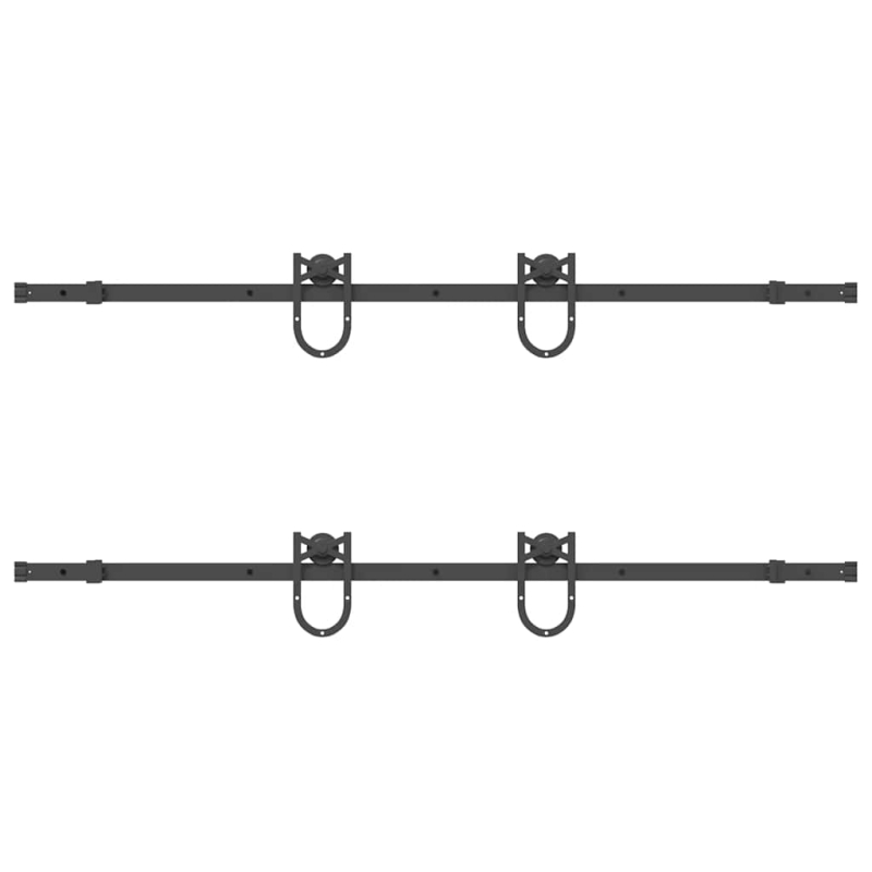 Schiebetürbeschlag-Set 183 cm Stahl Schwarz