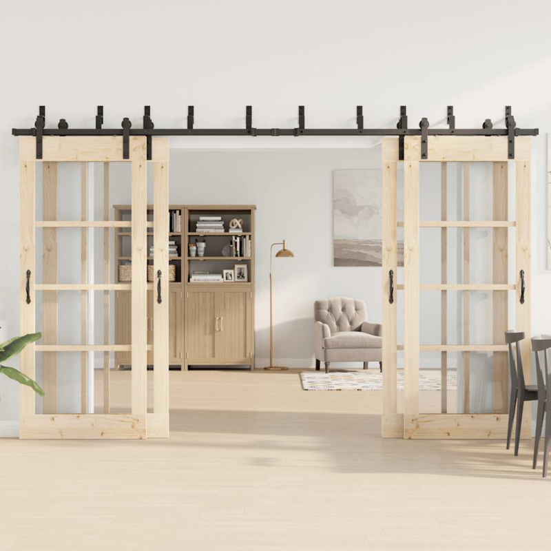 Schiebetürbeschlag-Set 366 cm Stahl Schwarz