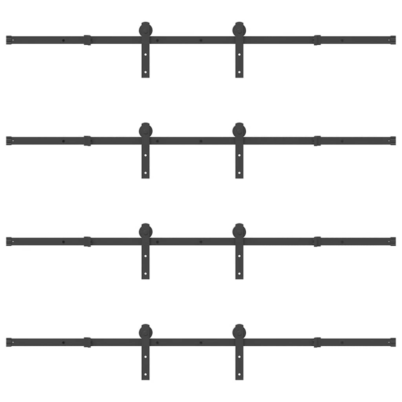 Schiebetürbeschlag-Set 366 cm Stahl Schwarz