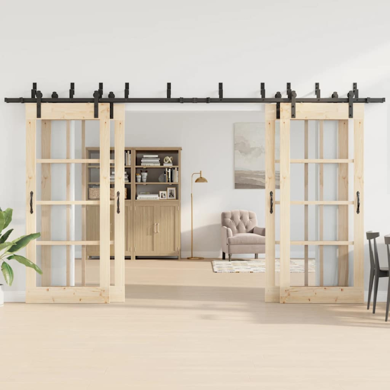 Schiebetürbeschlag-Set 400 cm Stahl Schwarz