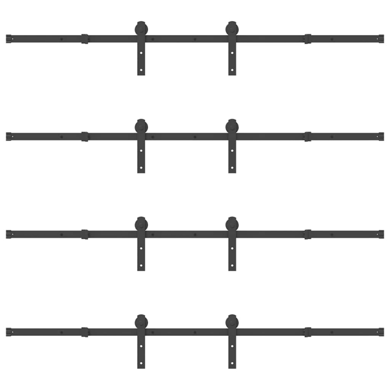 Schiebetürbeschlag-Set 400 cm Stahl Schwarz