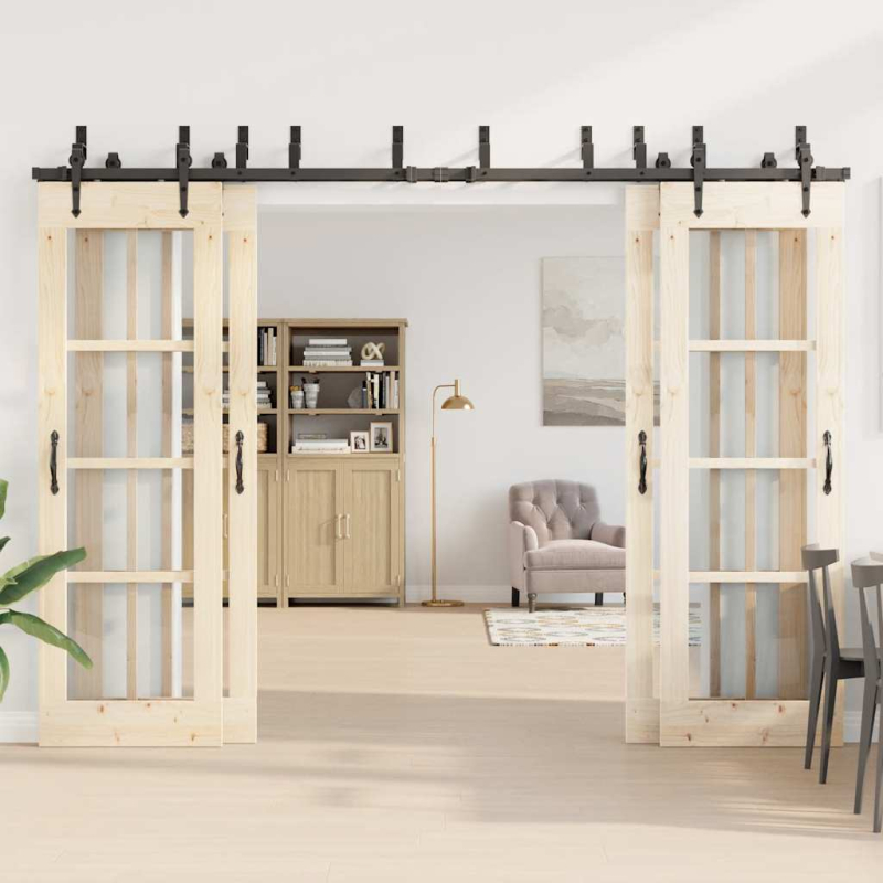 Schiebetürbeschlag-Set 305 cm Stahl Schwarz