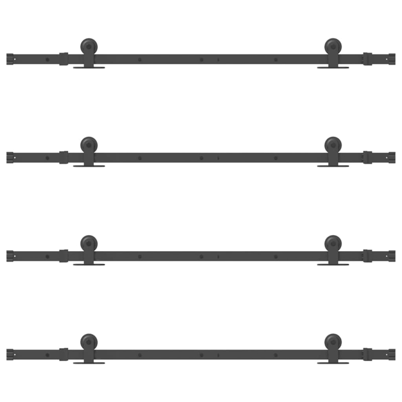Schiebetürbeschlag-Set 152,5 cm Stahl Schwarz