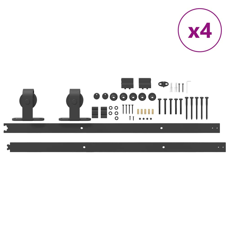 Schiebetürbeschlag-Set 366 cm Stahl Schwarz