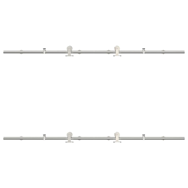 Schiebetür-Beschlagsatz 183 cm Edelstahl Silbern