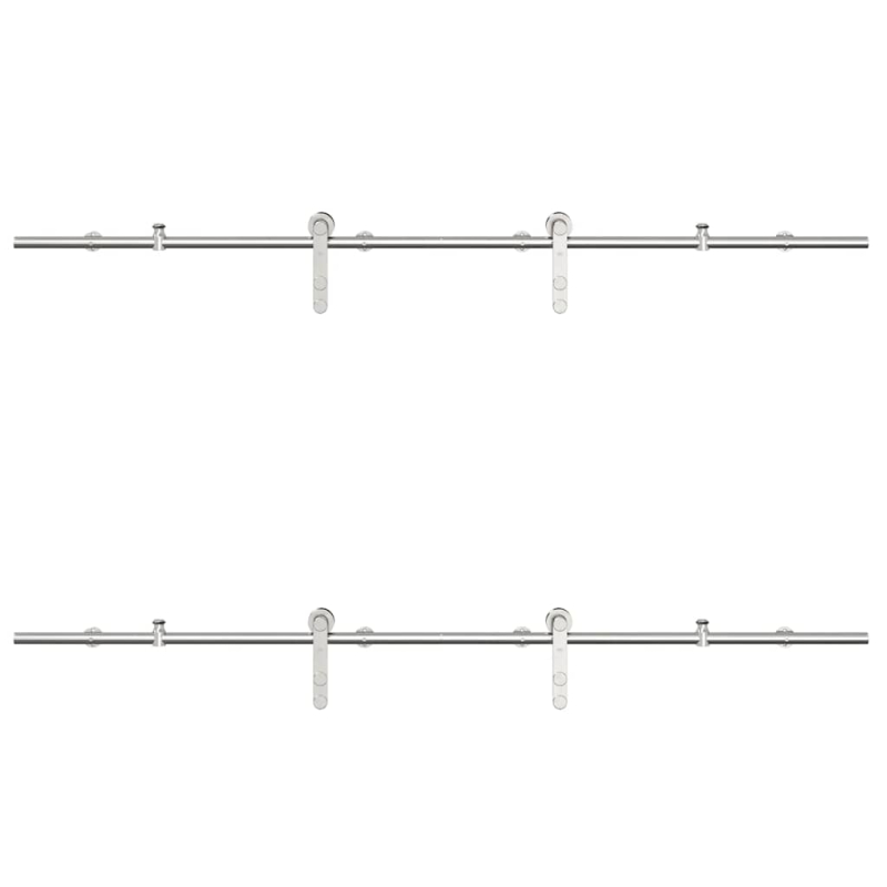 Schiebetür-Beschlagsatz 183 cm Edelstahl Silbern