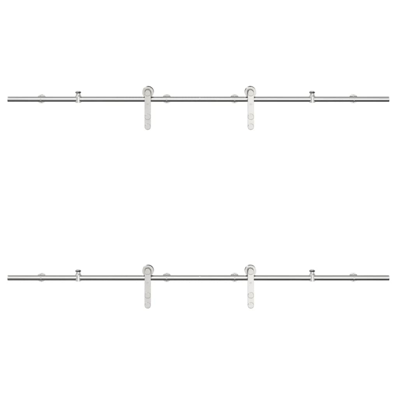 Schiebetür-Beschlagsatz 200 cm Edelstahl Silbern