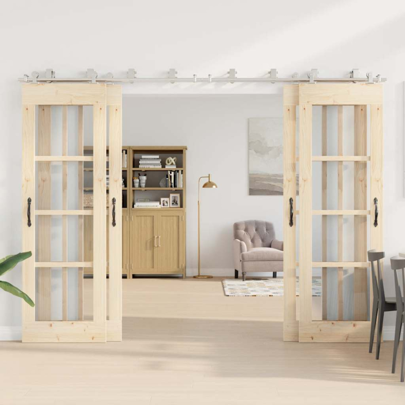 Schiebetür-Beschlagsatz 366 cm Edelstahl Silbern