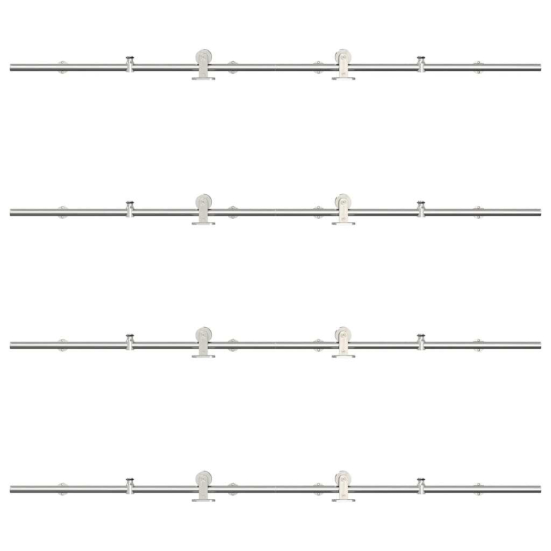 Schiebetür-Beschlagsatz 366 cm Edelstahl Silbern