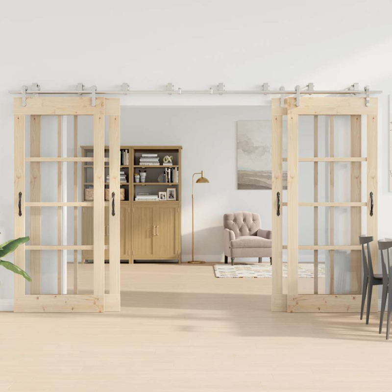 Schiebetür-Beschlagsatz 366 cm Edelstahl Silbern