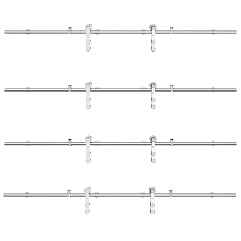 Schiebetür-Beschlagsatz 366 cm Edelstahl Silbern